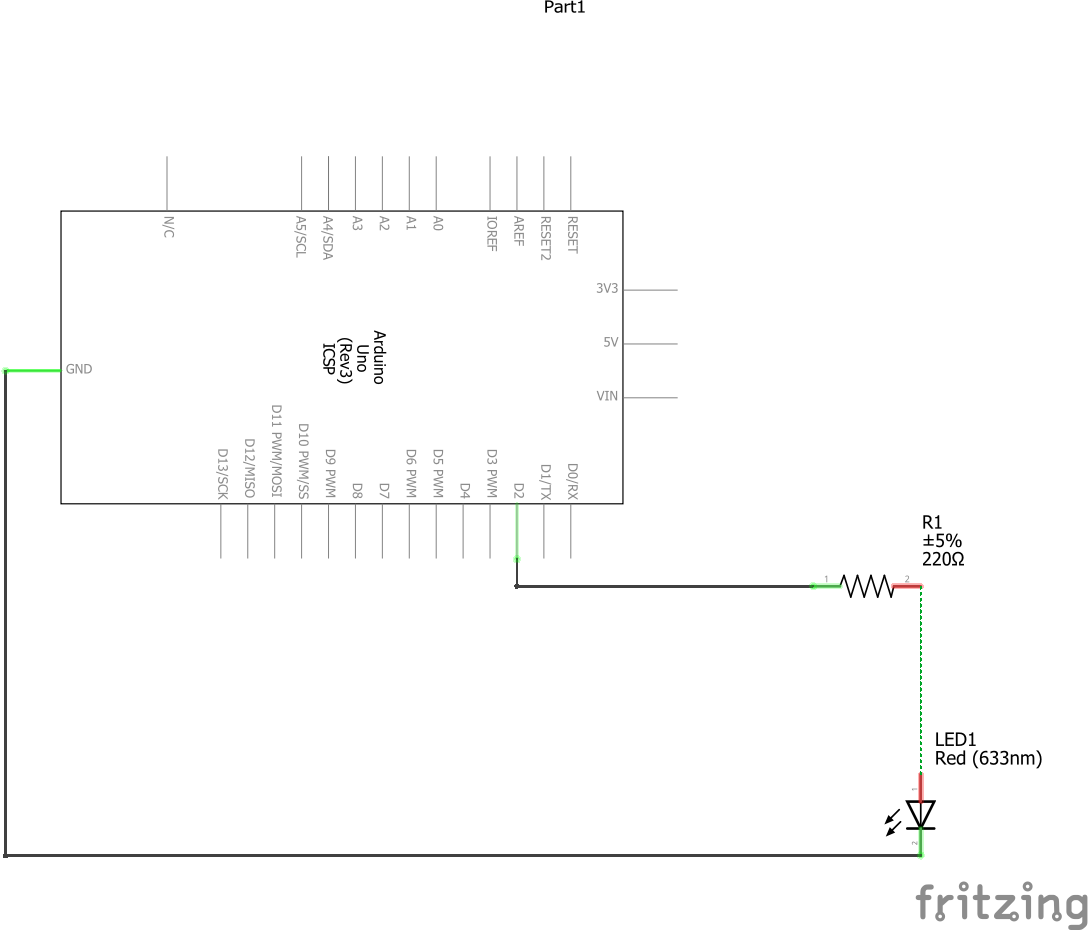 Arduino Pin का उपयोग करके LED कनेक्ट करना - स्कीमैटिक डायग्राम